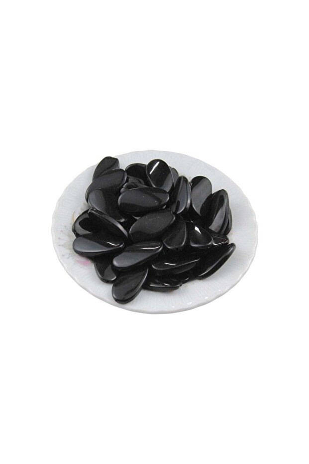 Curved Oval Pattern Black 14X28 mm Inner Hole Bead Accessory (10 Pieces)