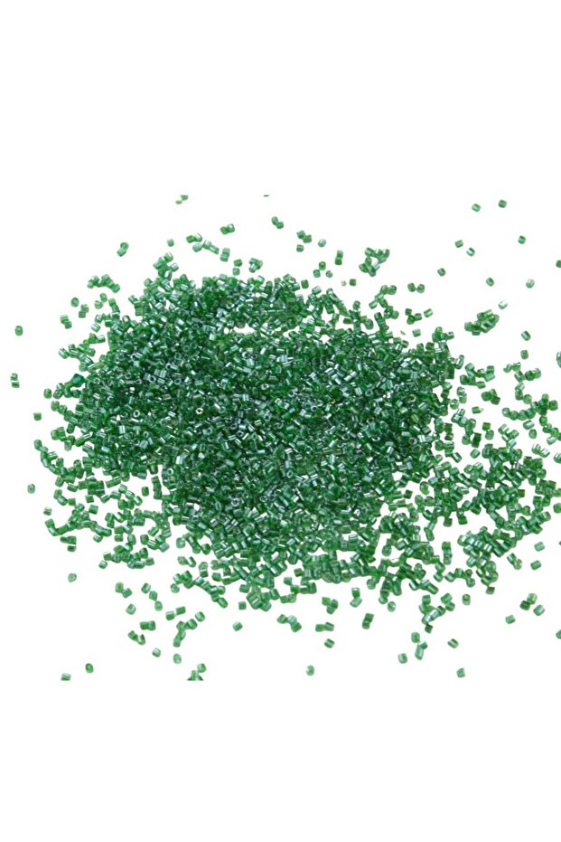 Cut Beads Dark Green 2X2 mm (100 Gr 4000 Pieces)