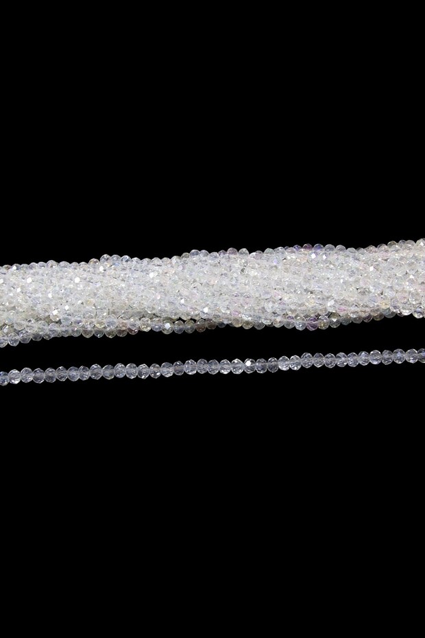 4 mm Transparent Less Janjan Pyramid Crystal Glass Beads 1 Strand - (85 Pieces)