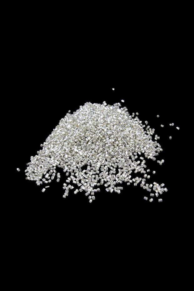 Silver Plated 4X2 mm Large Cut Beads 50 Gr