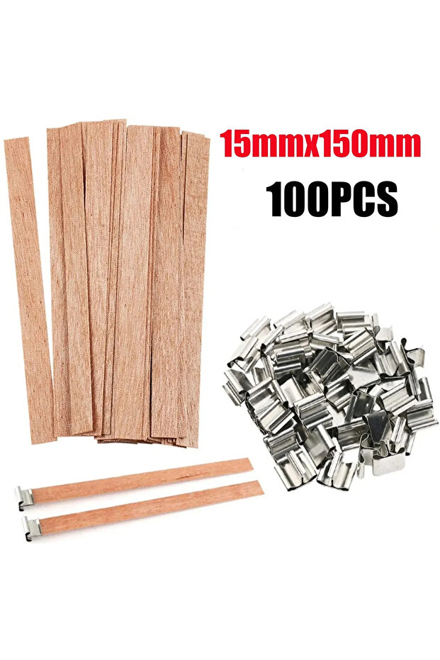 L-100PCS Handmade Soy Wax Candle Wooden Wick DIY Aromatherapy Candle Single Direction Wick Paraffin