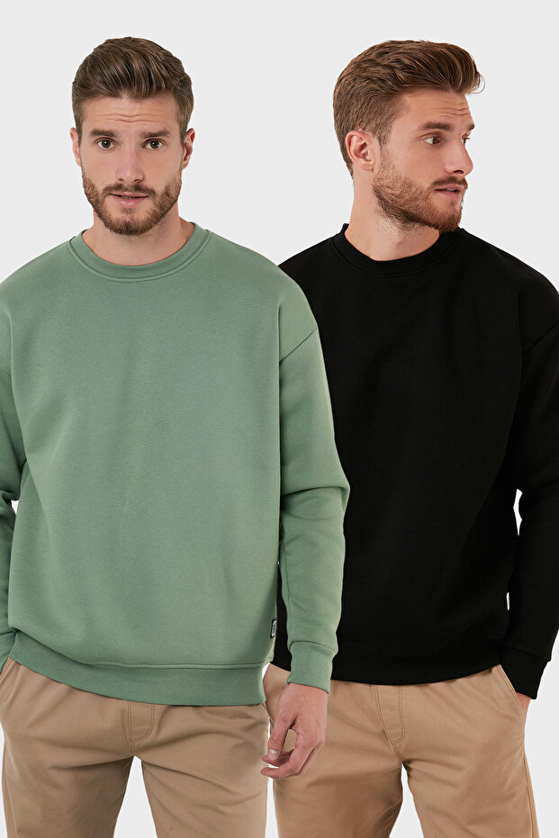 سترة رياضية للرجال بياقة دائرية وتصميم مموج، عبوة من قطعتين، موديل SWEAT 5905255S2