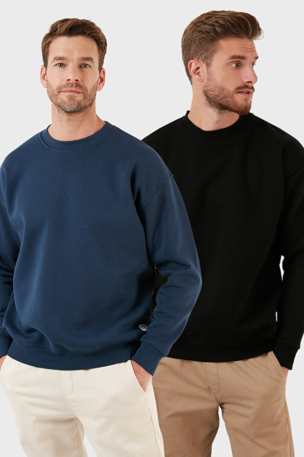سترة رياضية للرجال بياقة دائرية وتصميم مموج، عبوة من قطعتين، موديل SWEAT 5905255S2