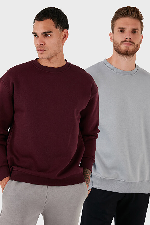 سترة رياضية للرجال بياقة دائرية وتصميم مموج، عبوة من قطعتين، موديل SWEAT 5905255S2