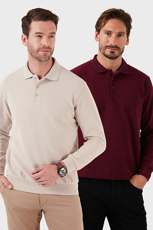 Cotton Blend Regular Fit 2-Pack Polo Neck Sweater Men's Polo Neck Sweater 456223S2