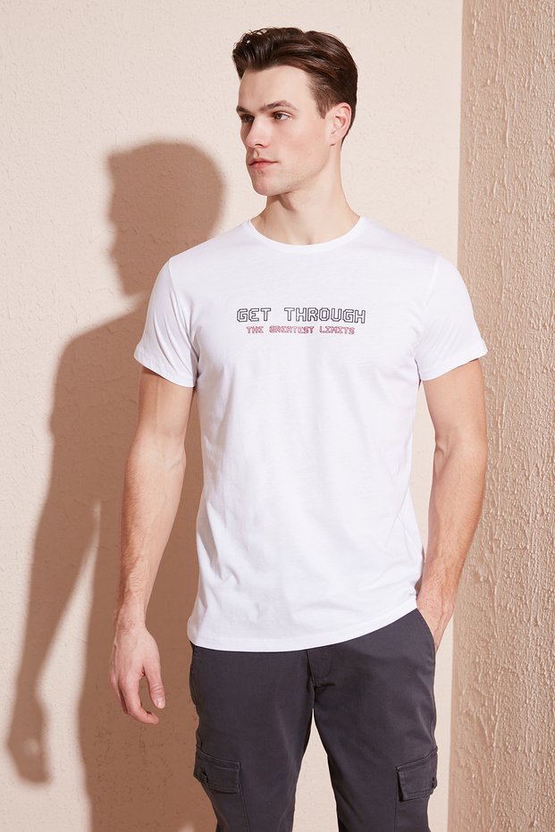 Printed Crew Neck 100% Cotton Slim Fit T Shirt Men's T SHIRT 541GET