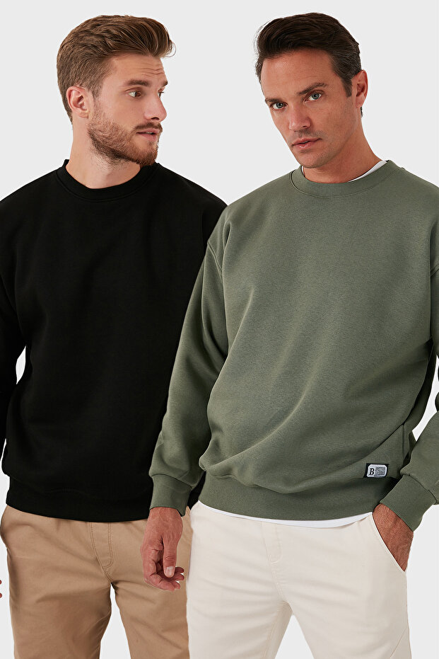 سترة رياضية للرجال بياقة دائرية وتصميم مموج، عبوة من قطعتين، موديل SWEAT 5905255S2