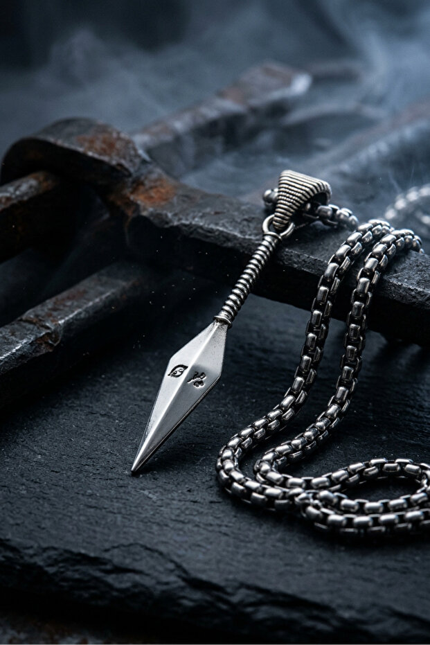 Mythological Warrior Spear Symbol Vintage Handcrafted Stainless Steel Chain Men's Necklace