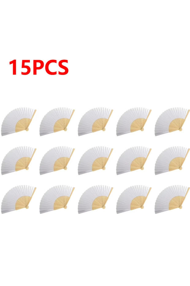 15pcs 50/30/20/15PCS 7-Inch Blank White Paper Folding Fans for DIY Children's Drawing and Hand-Paint