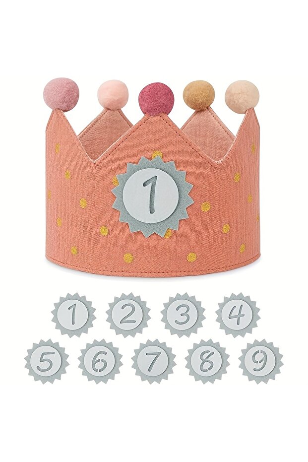 orange 1pc Fabric Birthday Crown Hat, Perfect for Parties and Celebrations,Halloween, Christmas Ev
