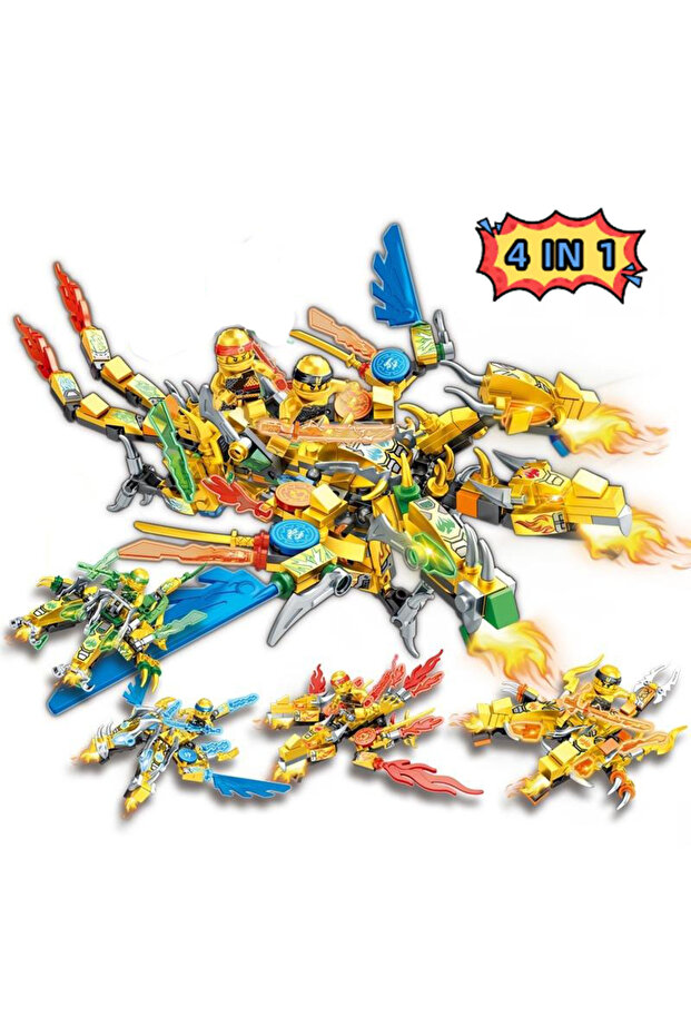 4 in 1 4 in 1 ninja dragon Mech Mini Model Action Figure Building Blocks Compatible Cartoon Anime Ci