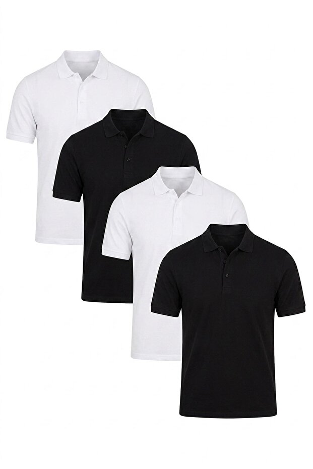 Cotton Regular Fit Buttoned Polo Neck 4 Pack t Shirt Men's t Shirt 5902127 S4