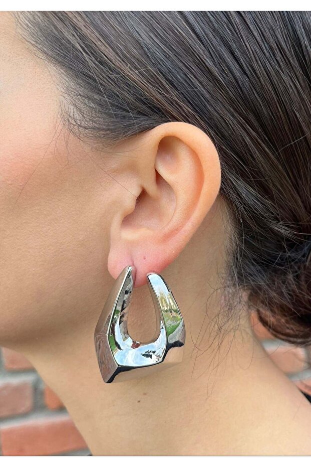 Silver V Pattern Earrings