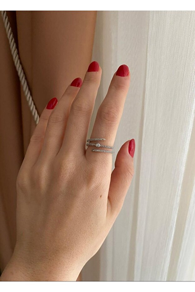 Stoned Spiral Silver Ring