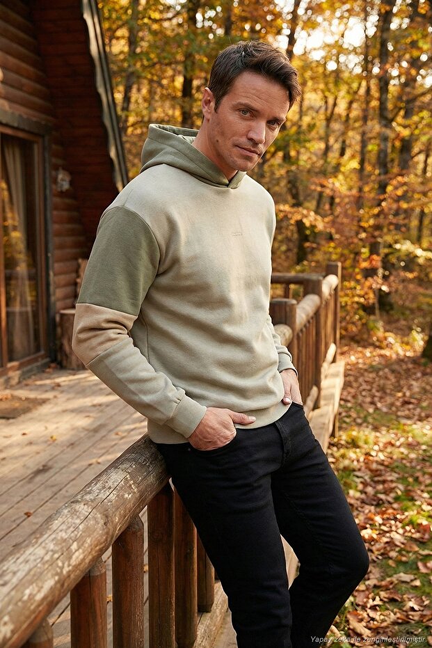 Cotton Relaxed Fit Hooded Inside Fuzzy Soft Ribbed Sweat Men's Sweat 5905299