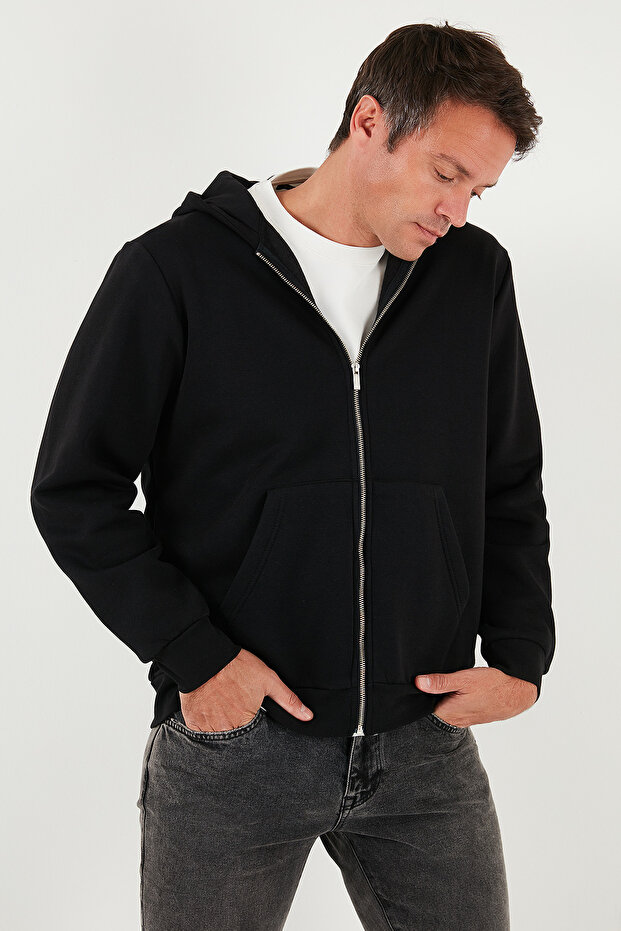 Regular Fit Hooded Zippered Soft Fleece Lined Winter Sweat Men's Sweat 5905340