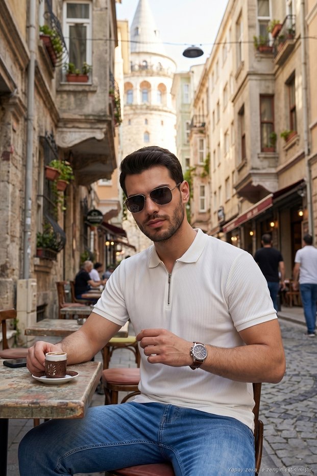 Cotton Regular Fit Zippered Polo Collar T Shirt Men's POLO NECK T SHIRT5902738