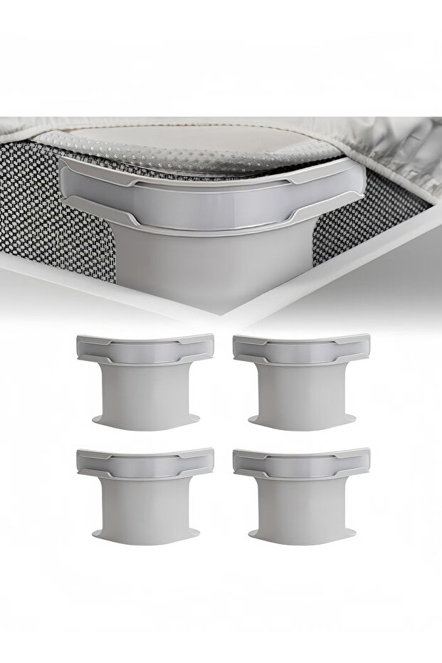 4Pcs Bed Sheet Holders Straps, Heavy Duty Bedsheet Corner Tightener Clips with Lock Strips, Bed Sheet Clips Fasteners, Secure Mattress Protectors and Bedding Grey
