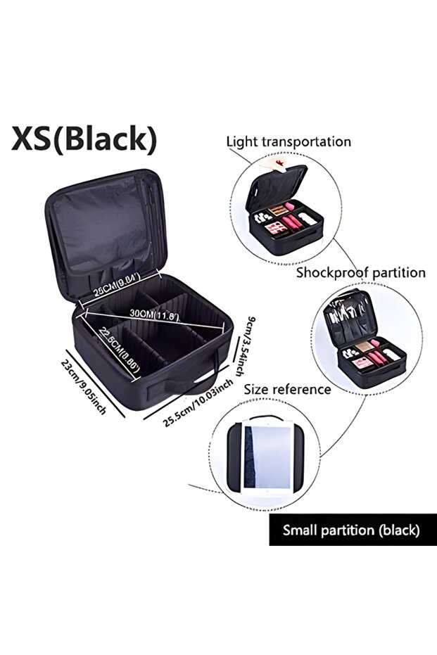XS black Large Capacity Cosmetic Case Waterproof Manicure Makeup Toolbox,Makeup Bag For Travel New P