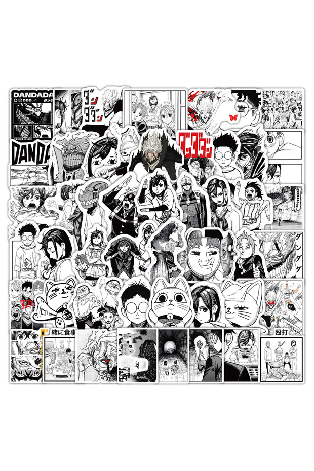 Bandai 50PCS 10/30/50pcs Cool Black White DANDADAN Anime Stickers Cartoon Sticker Kids Toy DIY Skate