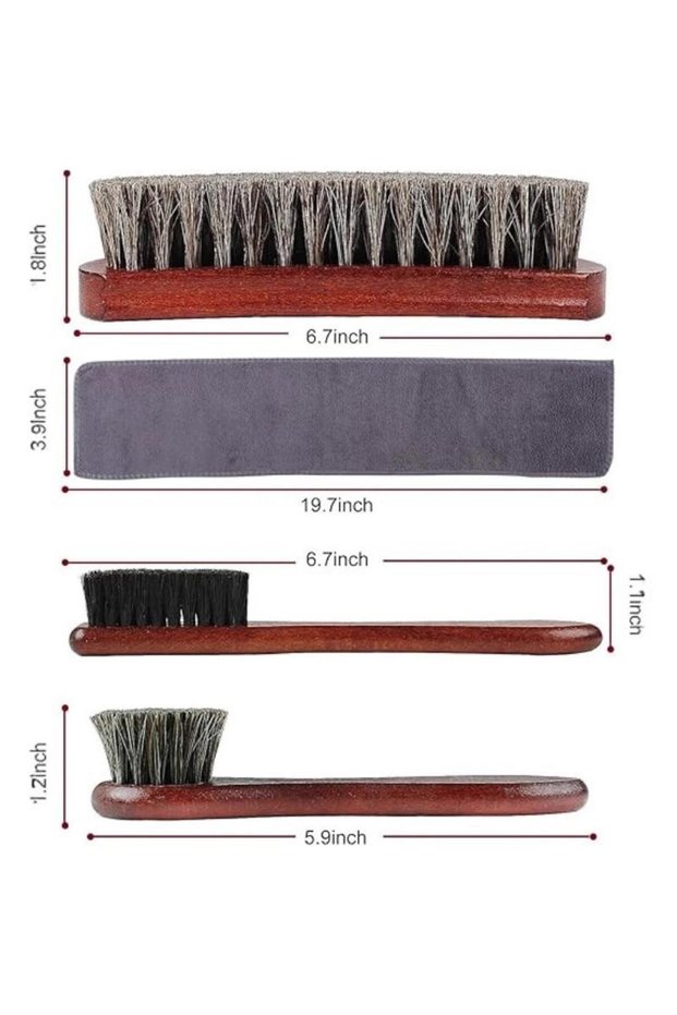 onesize (New) 4Pcs Horse Hair Gloss Shoe Brush Set Suede Cleaning Polish Applicator For Shoe Care Br