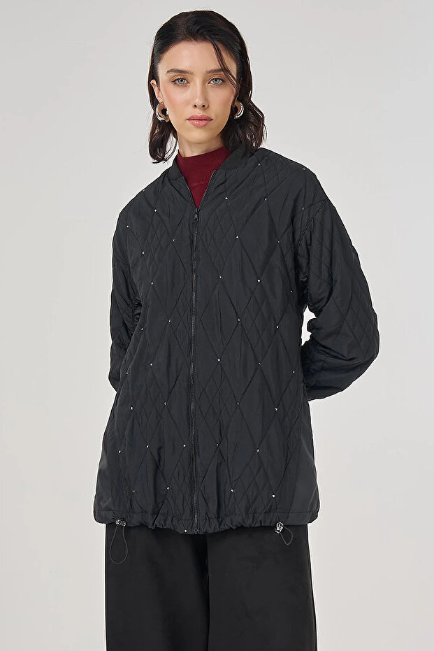 Embossed Pattern Jacket Black