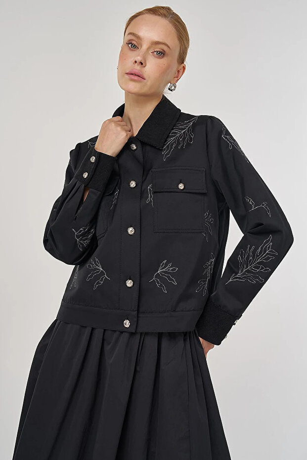 Embroidered Jacket Black