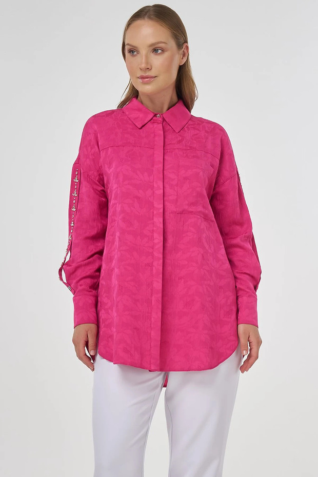 Viscose Tunic Fuchsia with Embroidery Detail