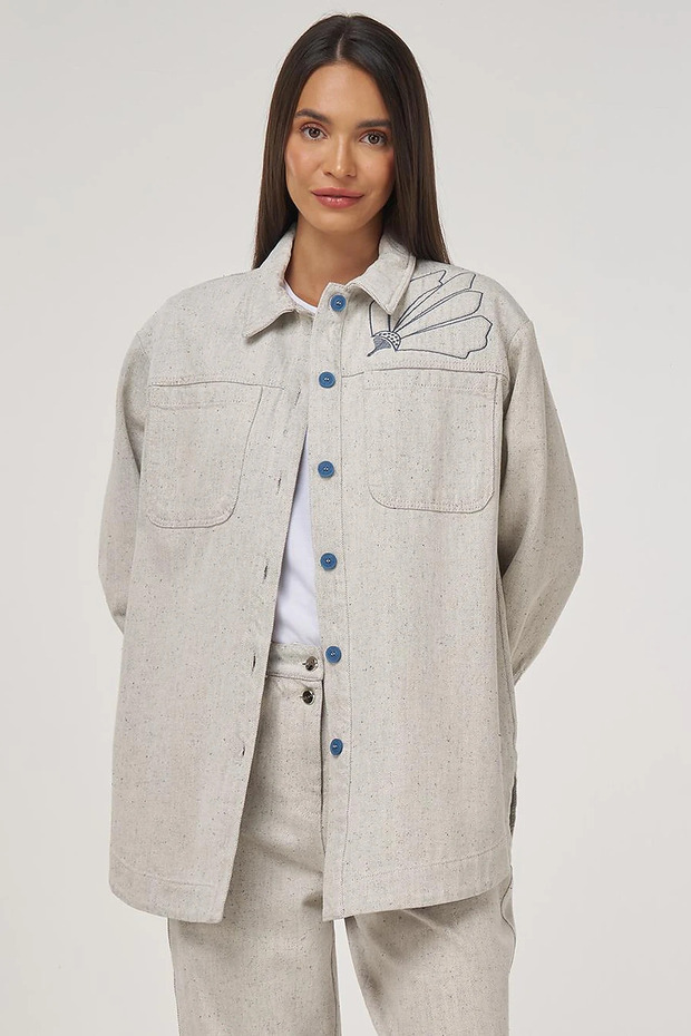 Double Pocket Denim Jacket Gray