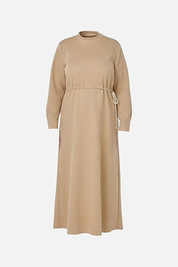 Patterned Relaxed Fit Dress Beige