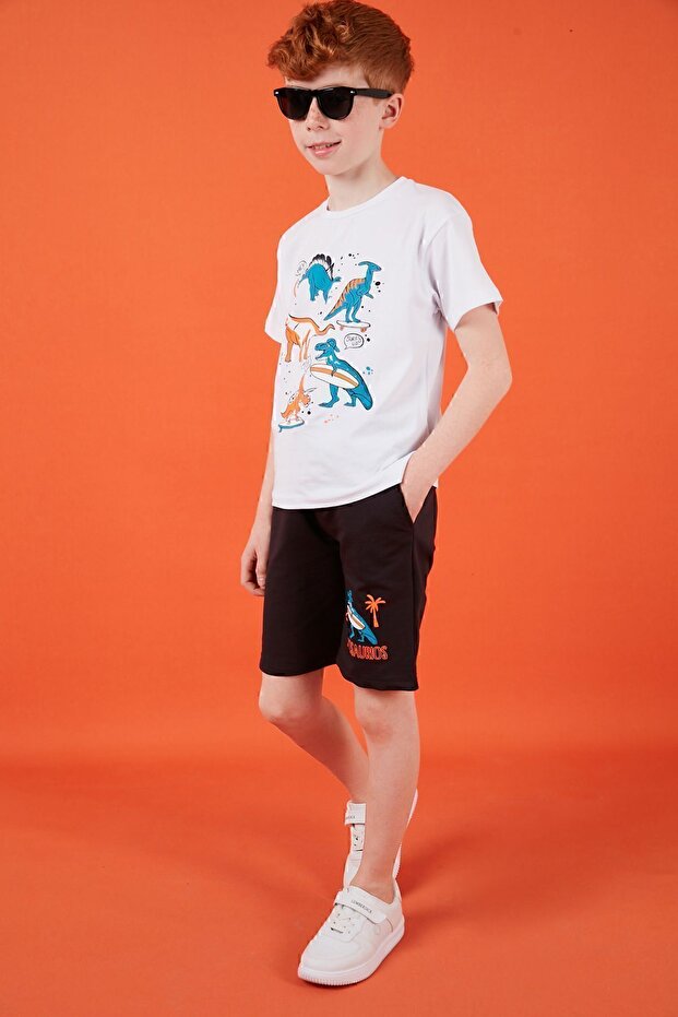 Cotton Printed Crew Neck Short Sleeve Shorts Suit Boys' SET6212021