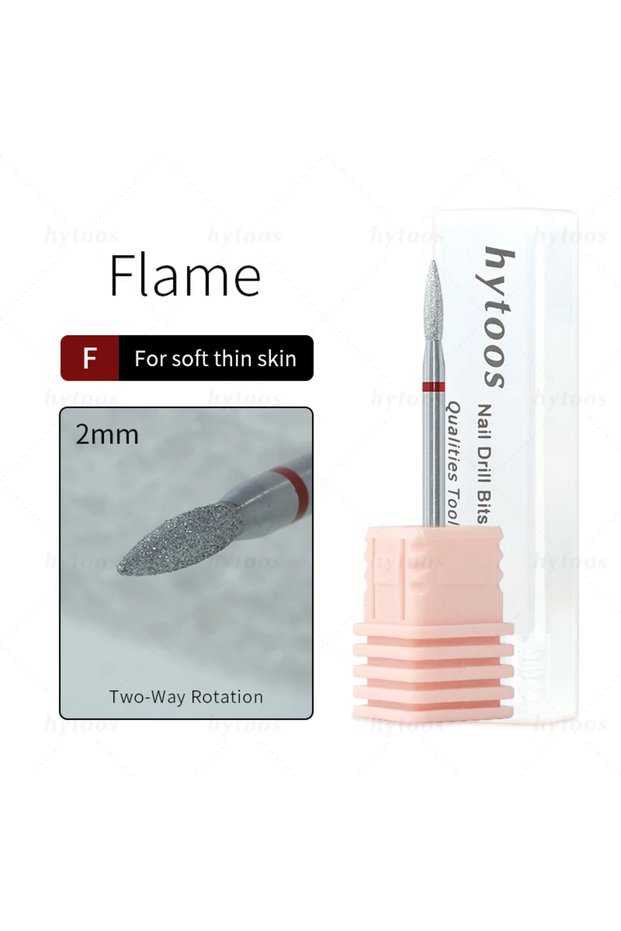 H208-F(S) HYTOOS Chrome Diamond Nail Drill Bits Pro Russian Cuticle Bit for Nail Drill Dead Skin Cut