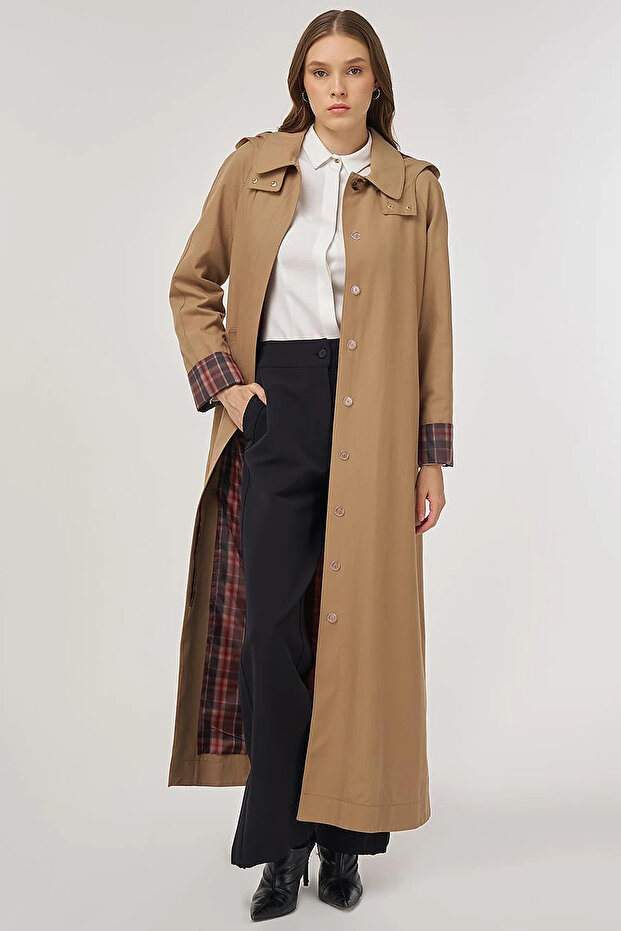 Shomize Collar Overcoat Beige