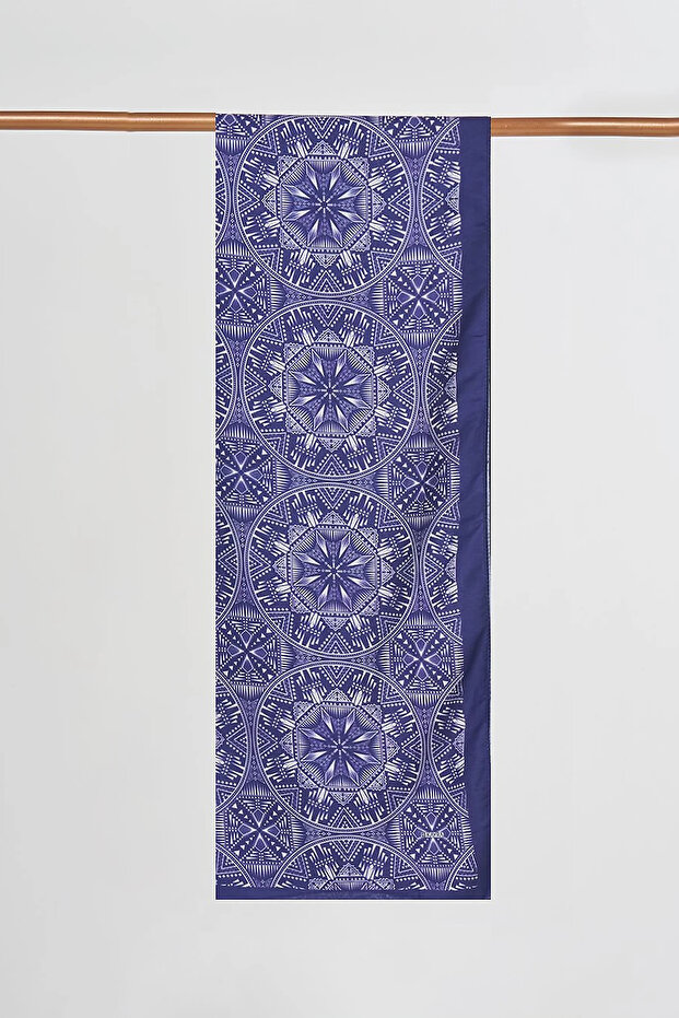 Patterned Digital Print Shawl Indigo