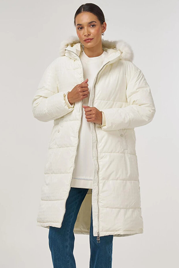 Zippered Anorak Coat Optical White