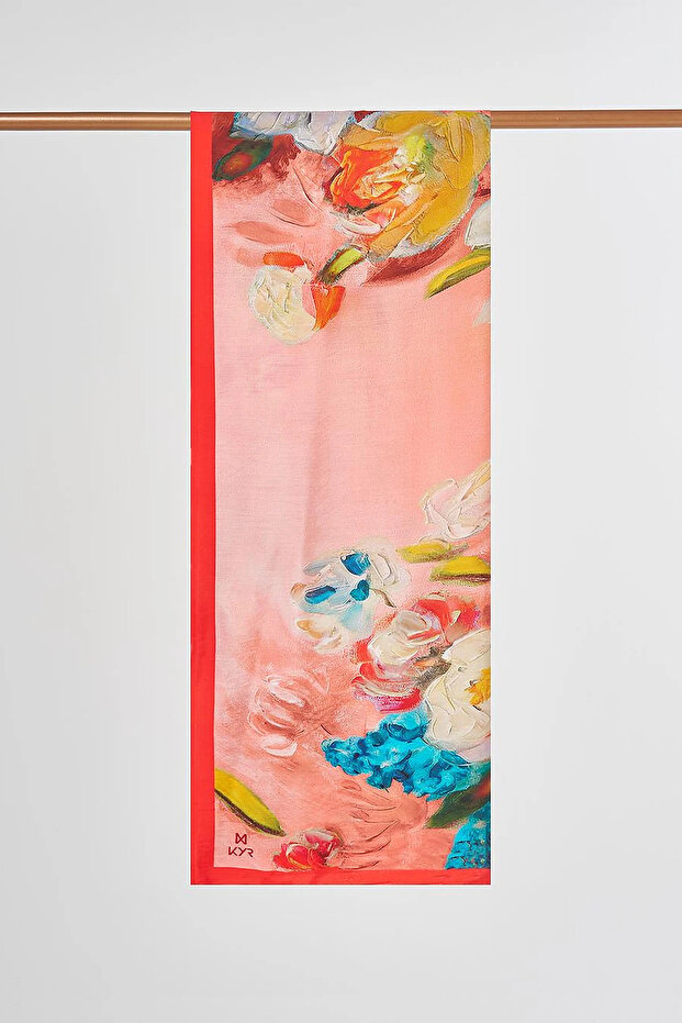 Watercolor Effect Viscose Shawl Pink