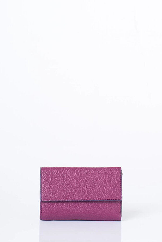 Faux Leather Rectangular Form Wallet Plum
