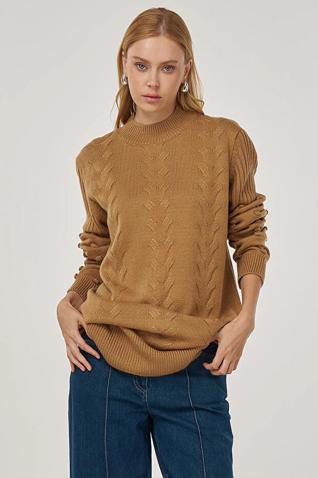 Hair Braided Knitwear Tunic Mink