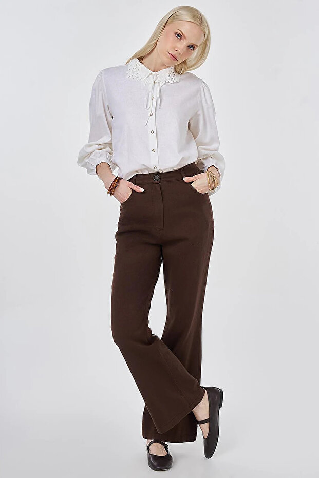 Flared D Denim Pants Chocolate