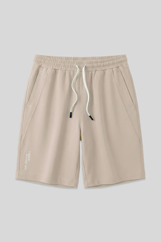 Beige Cotton Thick Soft Textured Standard Fit Basic Men's Shorts - 81278