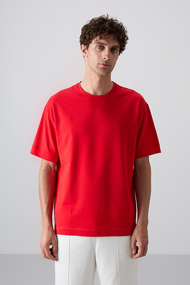 Fiesta Cotton Thick Surface Textured Oversize Fit Basic Men's T-Shirt - 88340