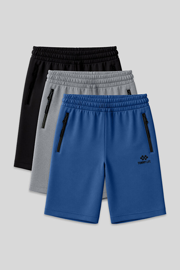Standard Fit 3-Pack Black-Melange Gray-Parliament Men's Shorts - 81136