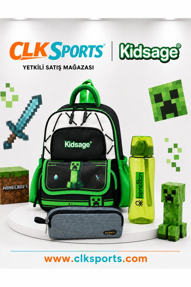 Ki̇dsbag-Ki̇dsage Ultra Lux Kindergarten Bag, Double Compartment Pen Holder, Water Bottle Set