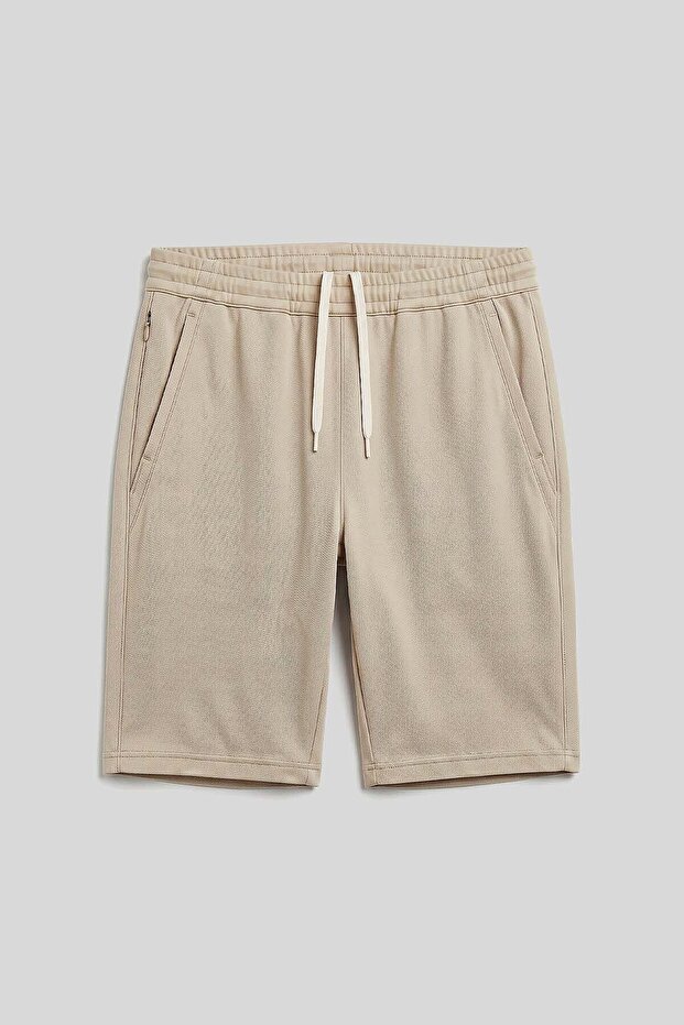 Beige Breathable Self-Retracting Belted Men's Shorts - 81313