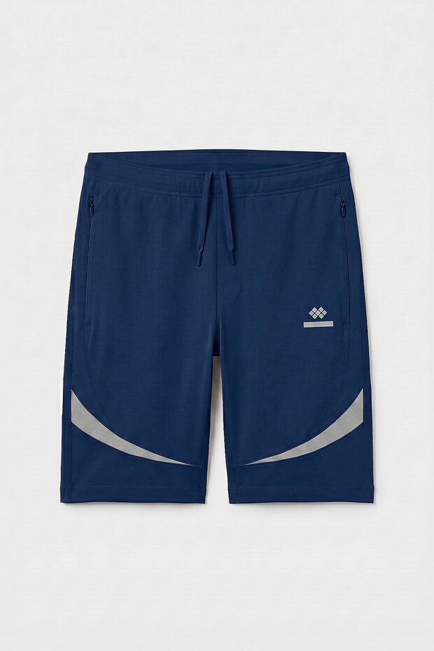 Indigo Comfortable Fit Printed Men's Shorts with Hidden Pocket Detail - 81286