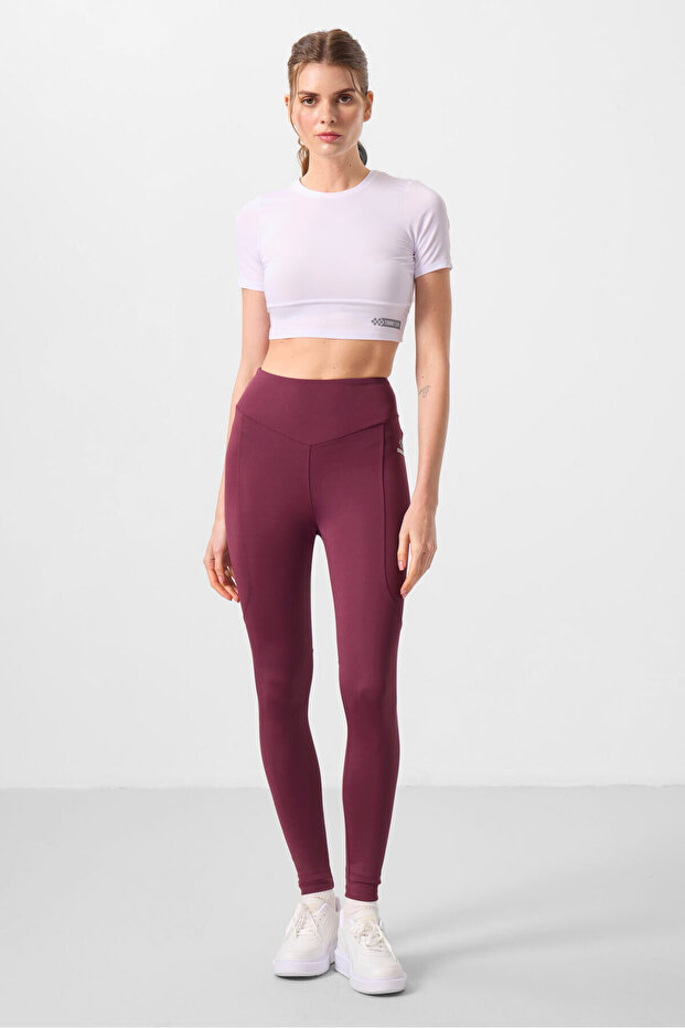 Burgundy Standard Fit Flexible Performance Women's Leggings - 94666