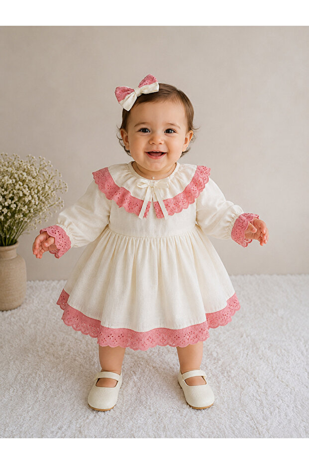 Muslin Dress with Scalloped Details