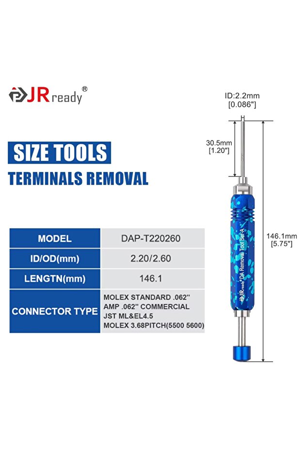 أداة استخراج طرفية DAP-T220260 JRready لأجهزة HARTING/TE& 4.2/6.35/2.13/CPC&Molex&Delphi Weather