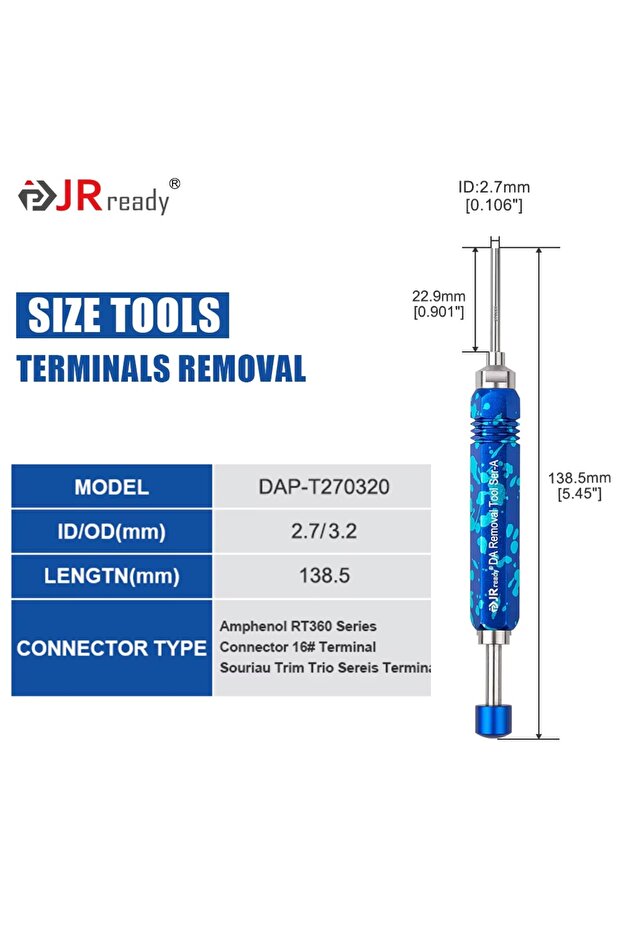 أداة استخراج طرفية DAP-T270320 JRready لأجهزة HARTING/TE& 4.2/6.35/2.13/CPC&Molex&Delphi Weather