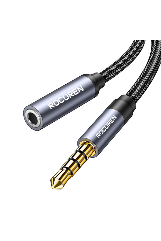 2m Dark Grey Rocoren AUX Cable 3.5mm Jack Male to Female Audio Extension Speaker Cable Converter for
